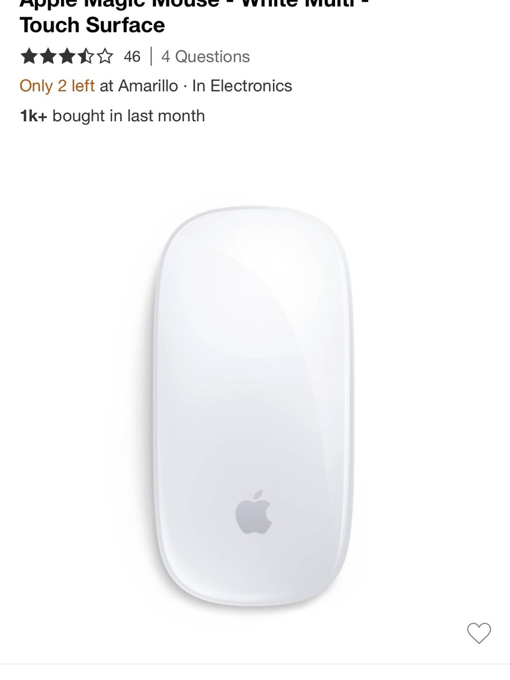 Apple White Magic Mouse Wireless Multi-Touch Mouse